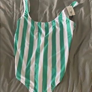 Striped one piece bathing suit